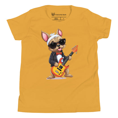 Rocker Frenchie Youth Short Sleeve T-Shirt