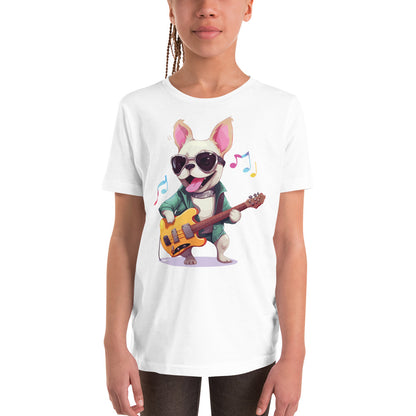 Rocker Frenchie Youth Short Sleeve T-Shirt